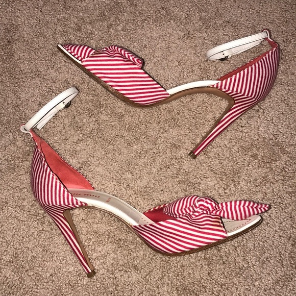 Miu Miu Red & white striped bow knot sanda… - Picture 2 of 8